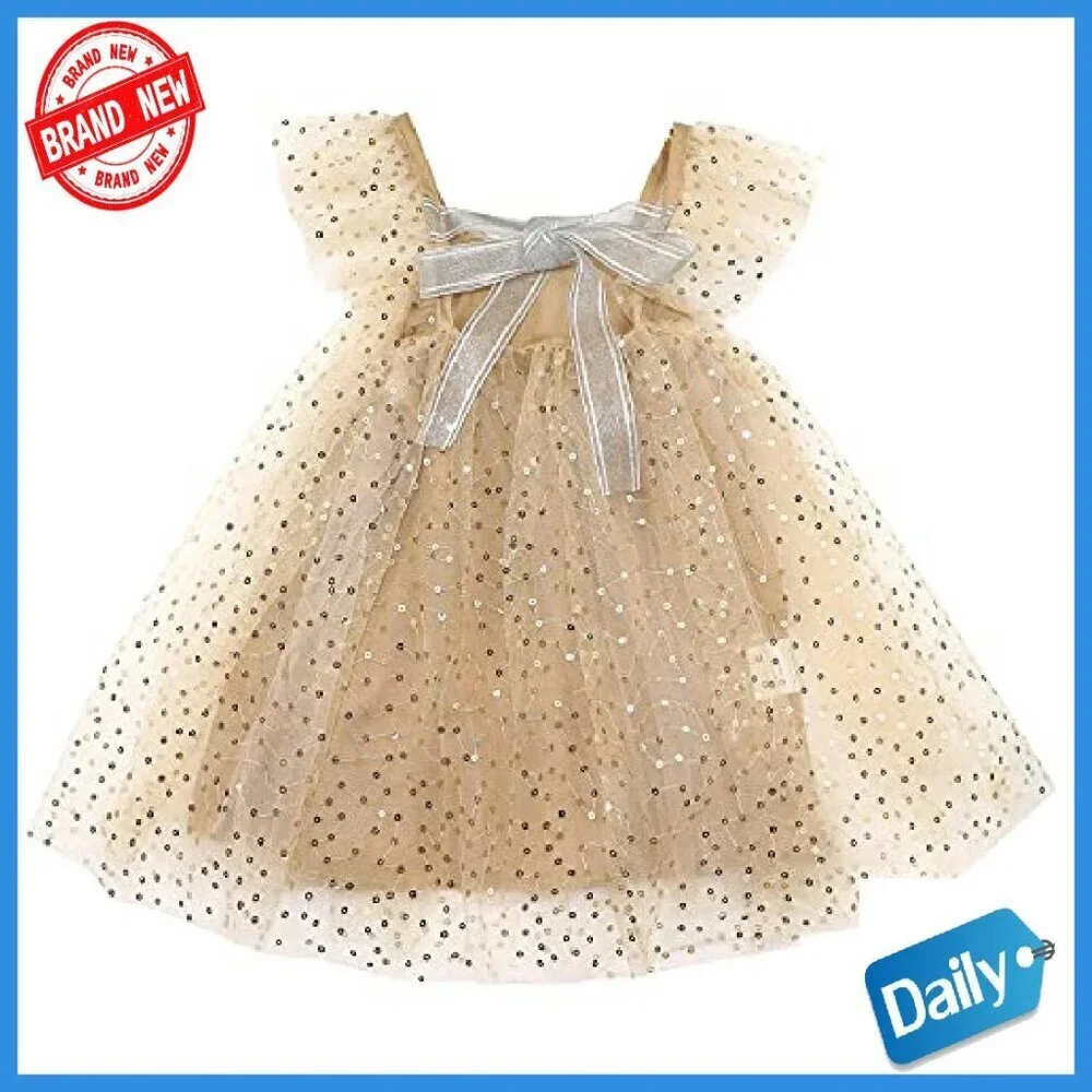 Baby Girls Christmas Tulle Tutu Dress Sleeveless Sequin Layered Size 6M-4T